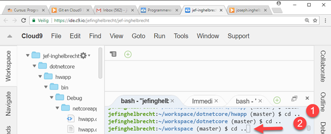 Cloud9 goto root workspace